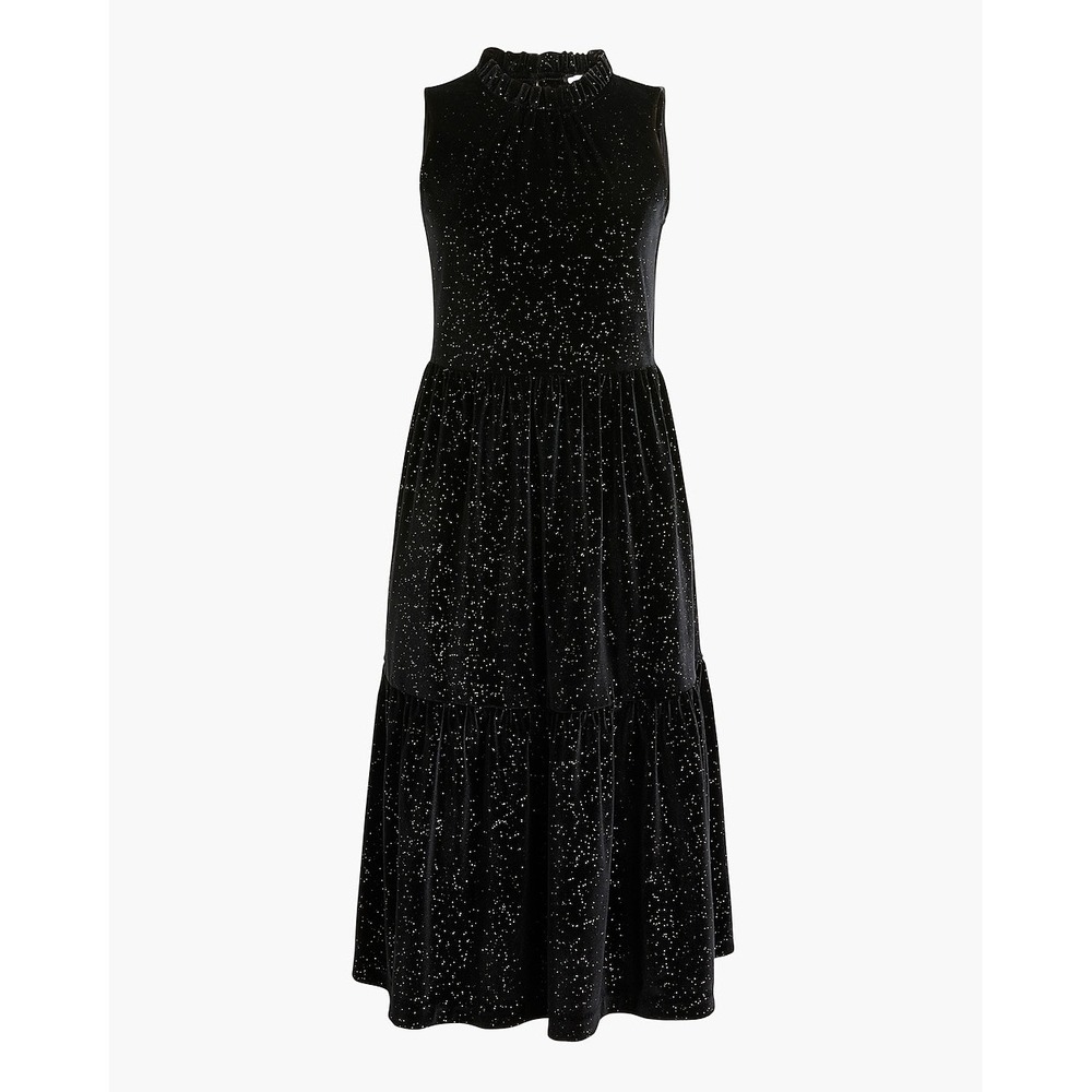 J.Crew Shimmer Velvet Sleeveless Midi Dress Size 12 Black BV968